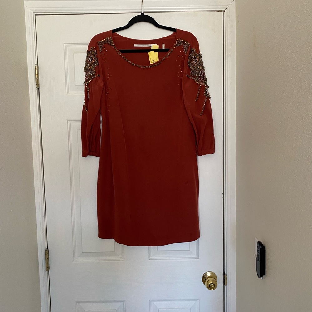 Silky embellished mini dress
